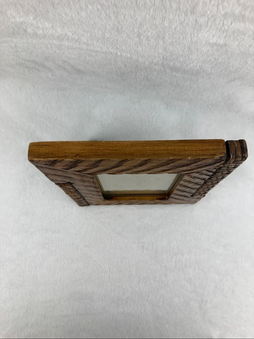 Vintage Farmhouse Rustic Wood & Raffia Picture Frame 8” x 6.5”, 3” x 5” photo